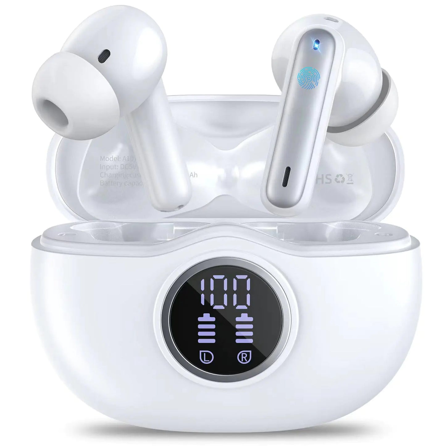 HKERR Wireless Earbuds Bluetooth 5.3 Headphones with 4 Mics ENC Noise Cancelling Wireless Headphones IPX7 Waterproof Earbuds 50H Deep Bass Sport Bluetooth Earbuds for Sports Workout