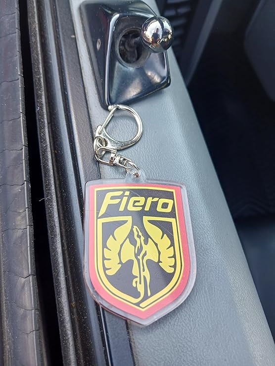 Mr. Fiero Pontiac Fiero Acrylic Emblem Key Chain, Black, Gold, Red, Medium