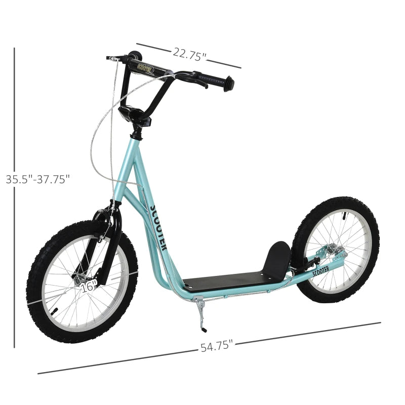Kids Kick Scooter for 5+ Year Old, Kids Ride on Toy w/ 16'' Inflatable Wheel Dual Brakes, Blue