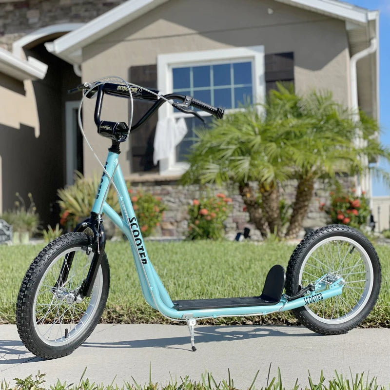 Kids Kick Scooter for 5+ Year Old, Kids Ride on Toy w/ 16'' Inflatable Wheel Dual Brakes, Blue