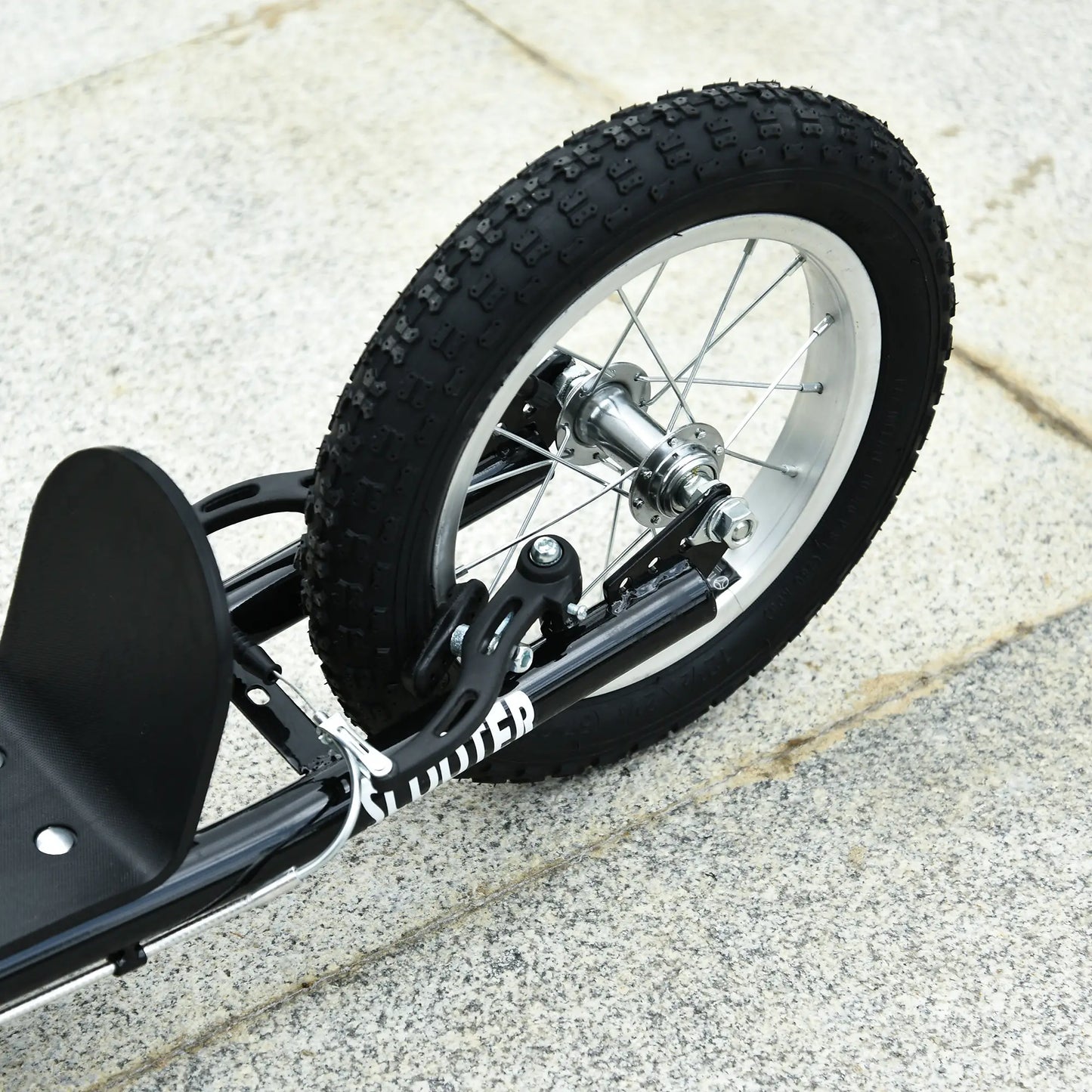 Youth Kick Scooter with Adjustable Handlebar and 16'' Inflatable Rubber Wheel for Kids and Teens 5+ Year Old, Black