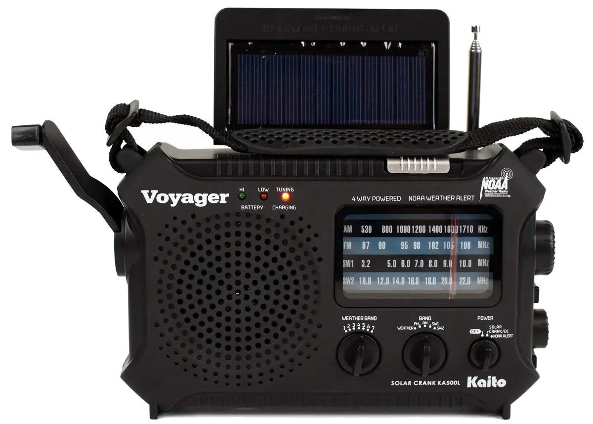 Kaito KA500L 4-Way Powered Emergency AM/FM/SW NOAA Weather Alert Radio with Solar Dynamo Crank Flashlight and Reading Lamp Black