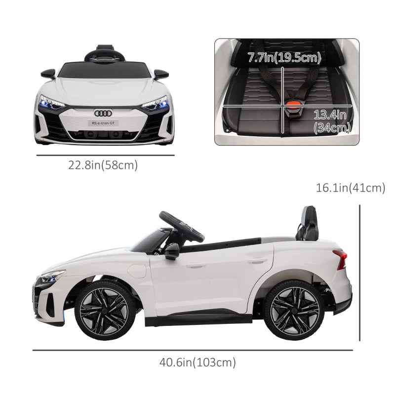 Ride-On Toy On Car with Remote Control, 12V 3.1 MPH Electric Ride for Kids w/ Suspension System, Horn Honking, White