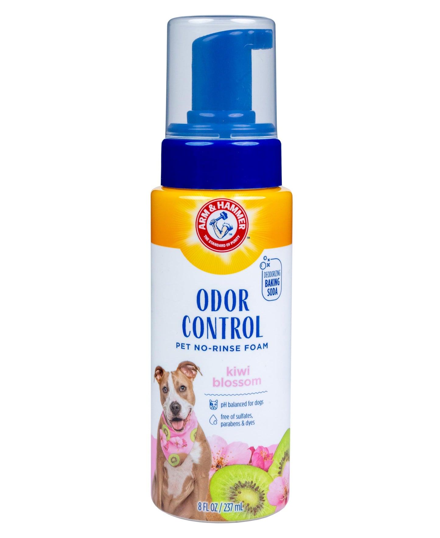 Arm & Hammer for Pets Odor Control Pet No-Rinse Foam with Baking Soda Kiwi Blossom Scent 8oz; Best Odor Eliminating Foam for Dogs and Puppies; Arm and Hammer Baking Soda Waterless Dog Deodorizer