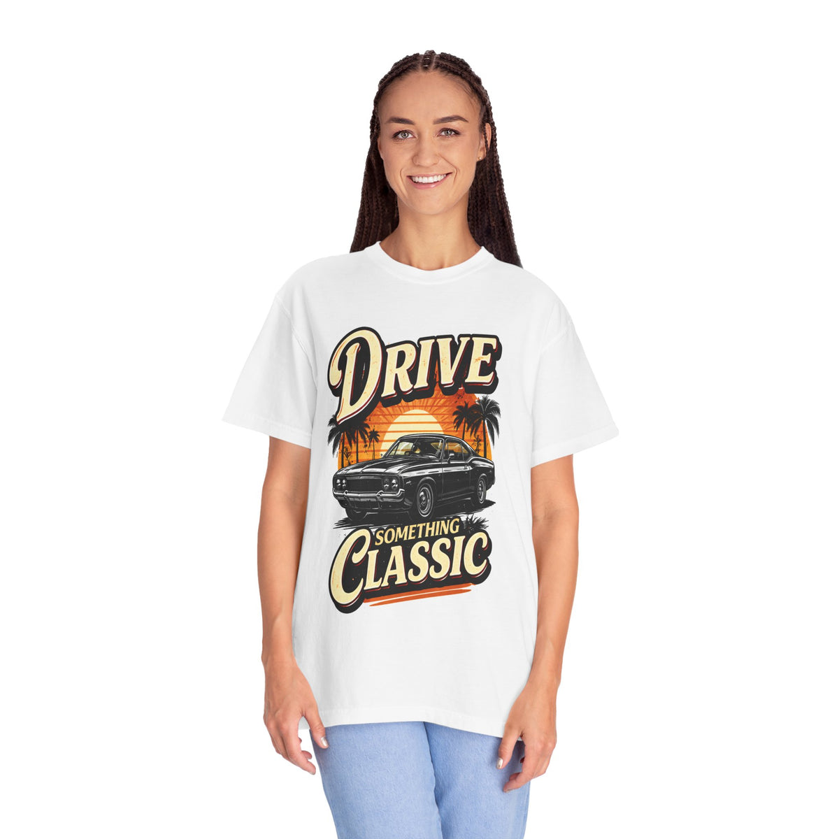 Drive Something Classic T-Shirt — Vintage Muscle Car Sunset Tee