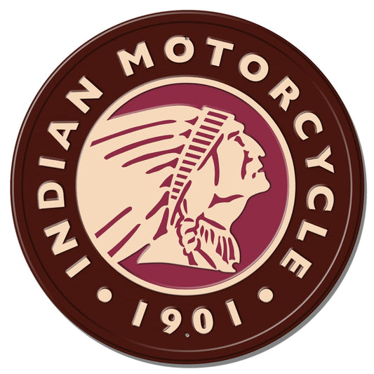 Desperate Enterprises Indian Logo Fully Embossed Steel Sign - Motorcycle Signs - Vintage Garage Signs - Nostalgic Vintage Metal Wall Décor - Made in USA