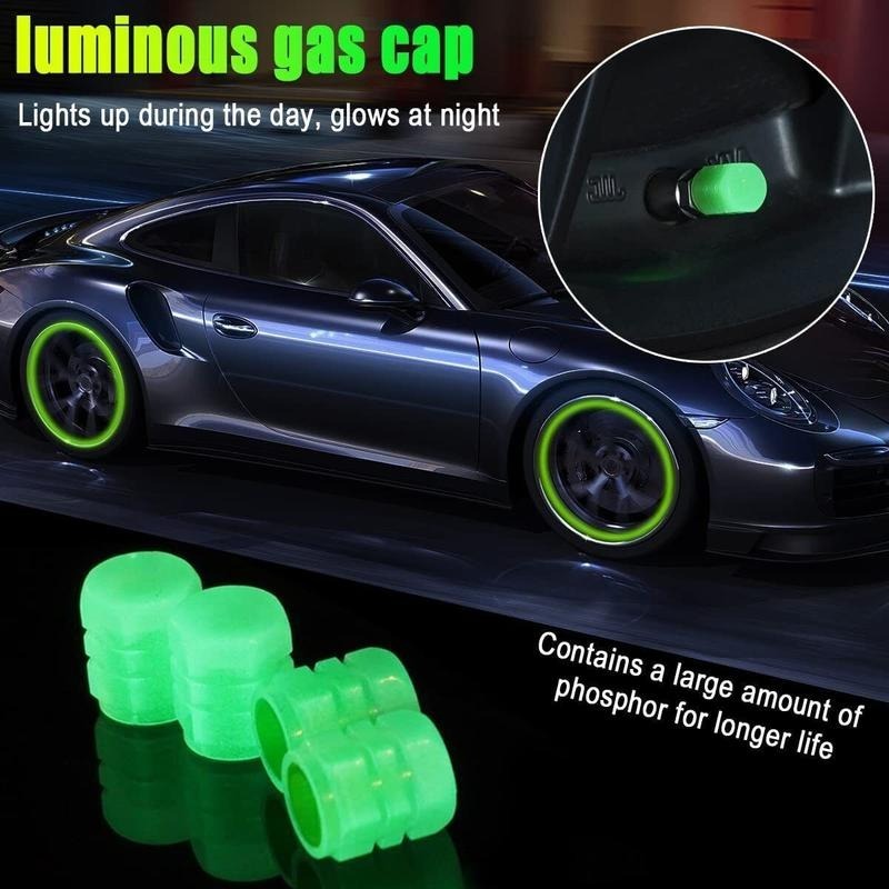 4x Glow-in-Dark Car Tire Valve Caps