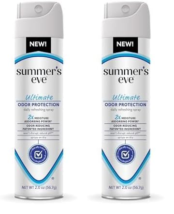 Summers Eve Ultimate Odor Control Feminine Spray for Odor Protection Talc-Free Absorbs Moisture 2 oz (Pack of 2)