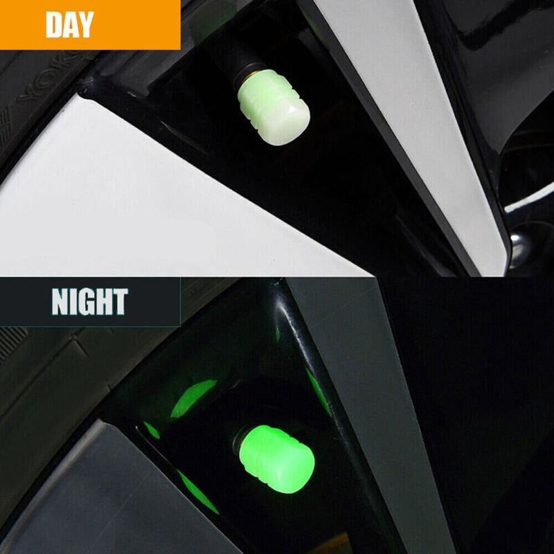 4x Glow-in-Dark Car Tire Valve Caps