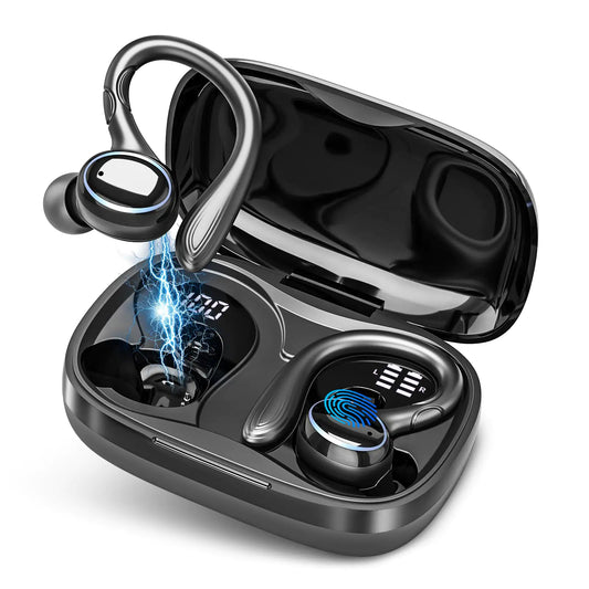 Wireless Earbuds Bluetooth Headphones Sport Bluetooth Earbuds Stereo Ear Buds Noise Cancelling Mic IP7 Waterproof Headset for Workout/RunningBlack