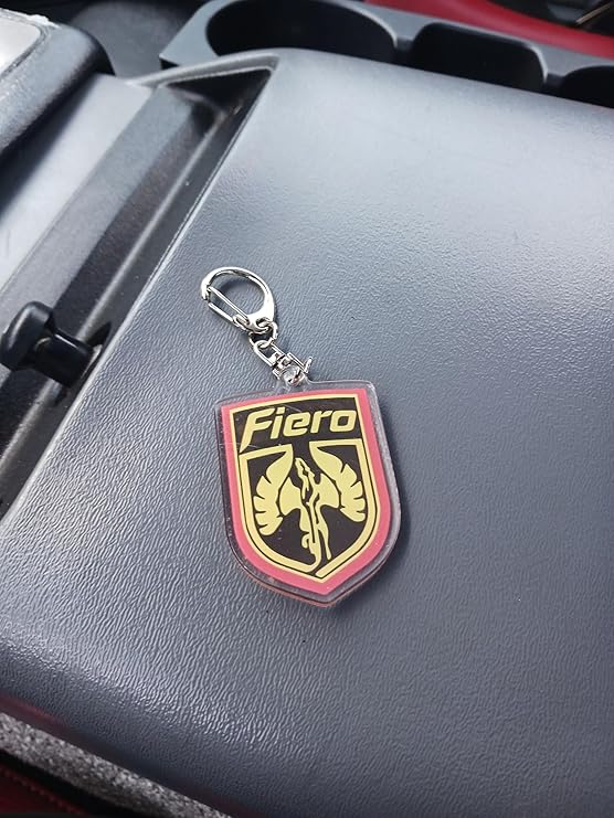 Mr. Fiero Pontiac Fiero Acrylic Emblem Key Chain, Black, Gold, Red, Medium