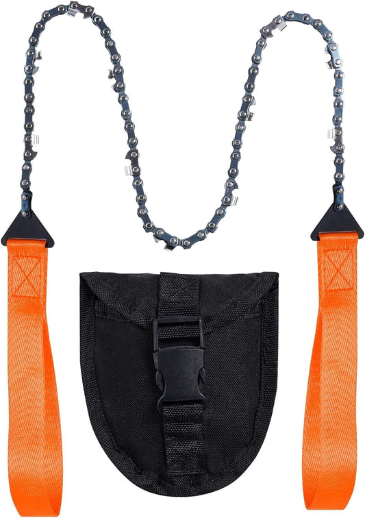 Homyall Pocket Chainsaw Folding Chain Hand Saw Emergency Outdoor Survival Gear for Camping Hiking Backpacking Cutting Wood & Tree (Orange-24inch-11teeth)