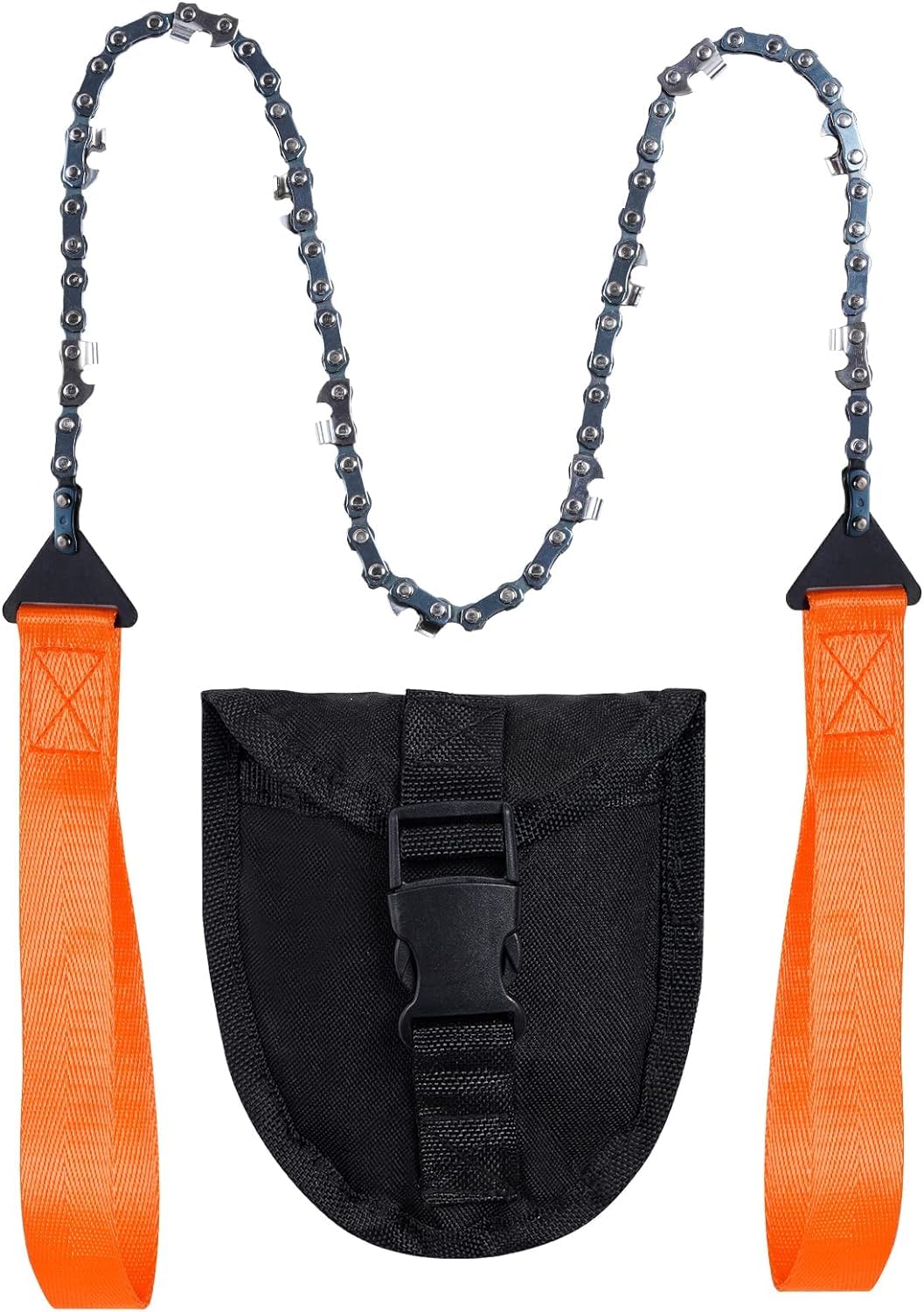 Homyall Pocket Chainsaw Folding Chain Hand Saw Emergency Outdoor Survival Gear for Camping Hiking Backpacking Cutting Wood & Tree (Orange-24inch-11teeth)