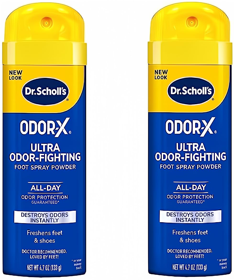 Dr. Scholls ODOR-X ULTRA ODOR-FIGHTING SPRAY POWDER 4.7 oz // Destroys Odors Instantly - All-Day Odor Protection - Freshens Feet & Shoes (Pack of 2)