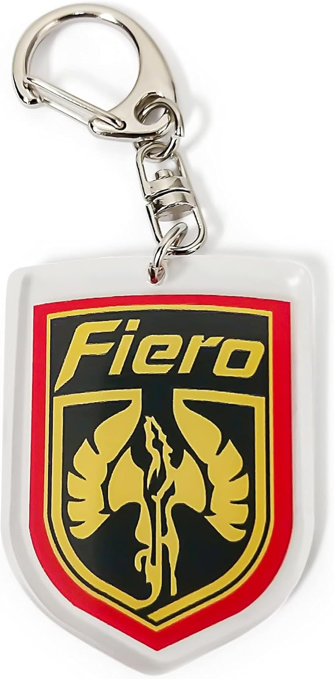 Mr. Fiero Pontiac Fiero Acrylic Emblem Key Chain, Black, Gold, Red, Medium