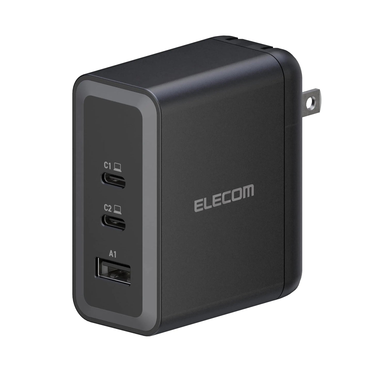 ELECOM 100W USB C Wall Charger Block 3 Multi Port GaN II Smart PD Ultra-Fast Charging Compact Power Adapter for Multiple Devices Laptops Tablets iPhone iPad Watch Speakers Airpods - Black